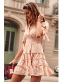 Puderfarbenes Sommerkleid mit kurzen Ärmeln PR3181 – Online-Shop – Boutique